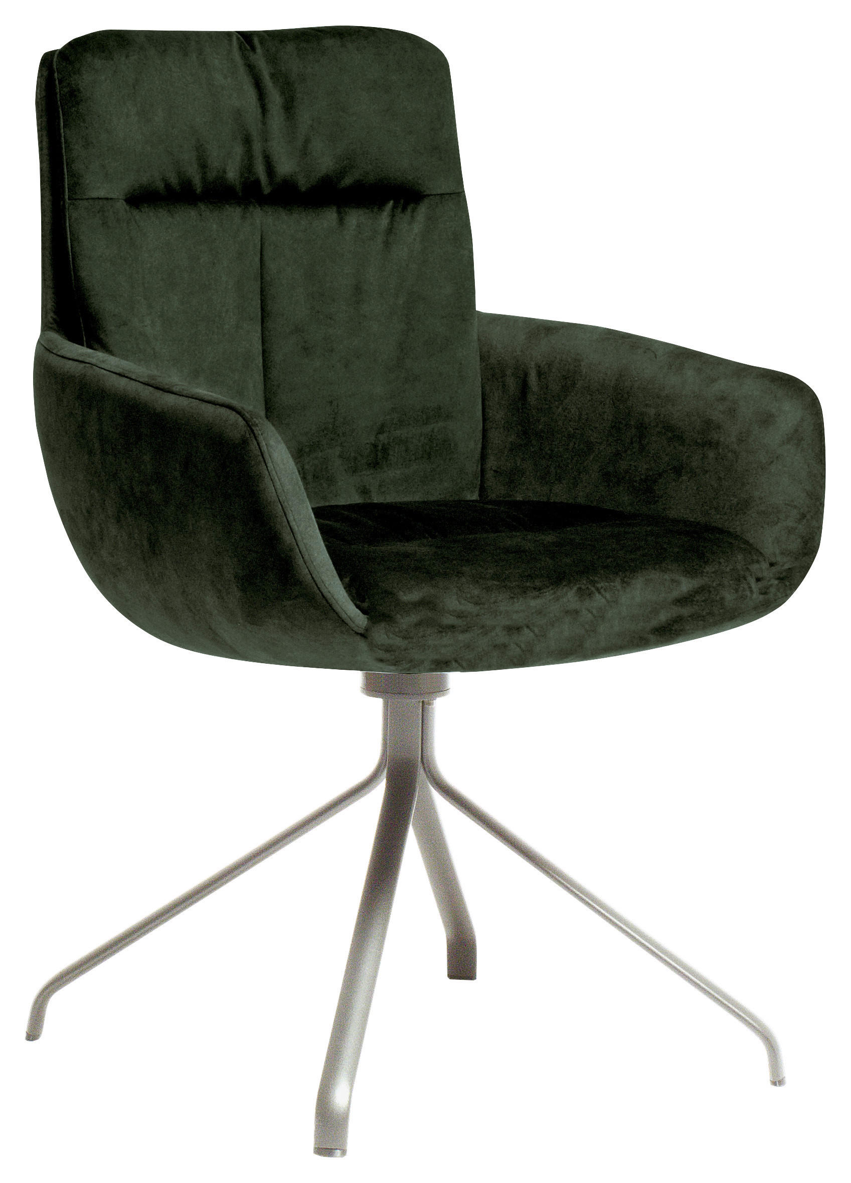 ARMLEHNSTUHL  in Edelstahl Velours  - Dunkelgrün/Edelstahlfarben, Design, Textil/Metall (61/90/64cm) - Venjakob
