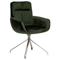 ARMLEHNSTUHL  in Edelstahl Velours  - Dunkelgrün/Edelstahlfarben, Design, Textil/Metall (61/90/64cm) - Venjakob