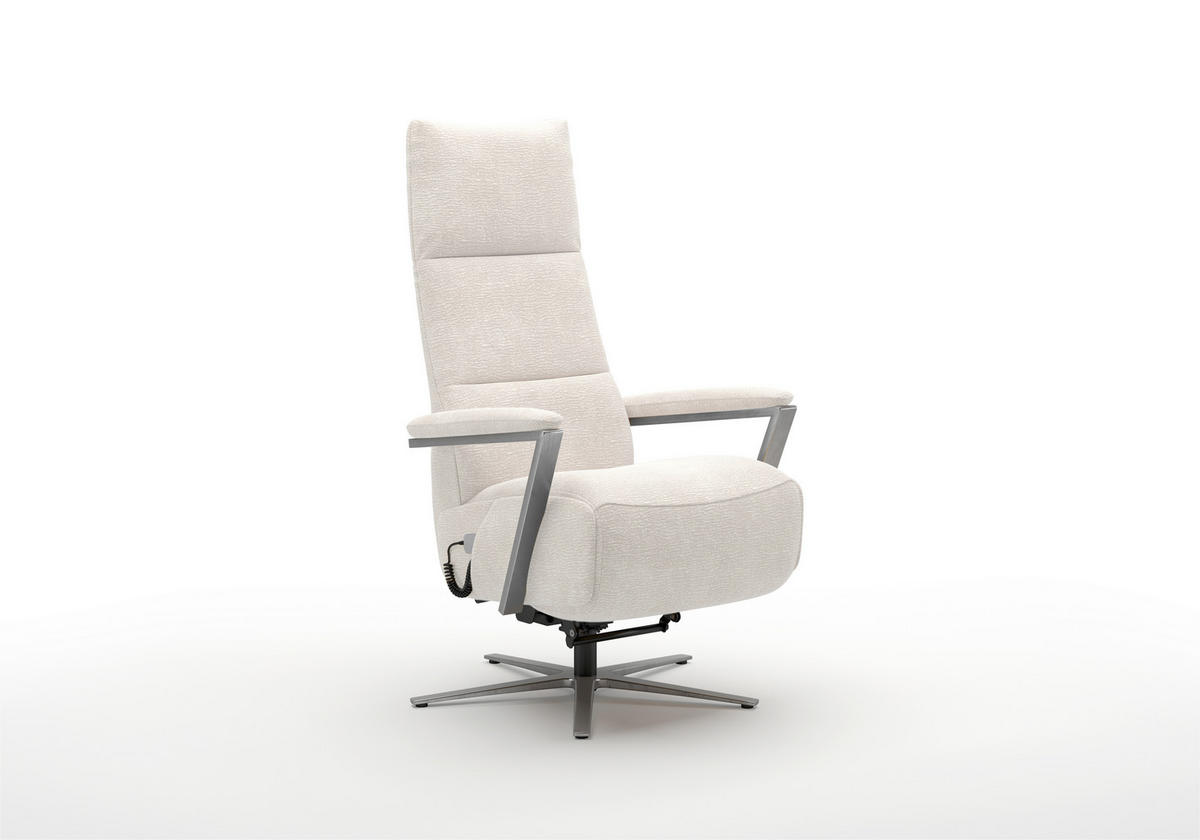 RELAXSESSEL TV VARIO COMFORT E S1 Chenille Kopfteilverstellung, Rücken echt    - Silberfarben/Creme, Basics, Textil/Metall (70/124/85cm) - Sit & More