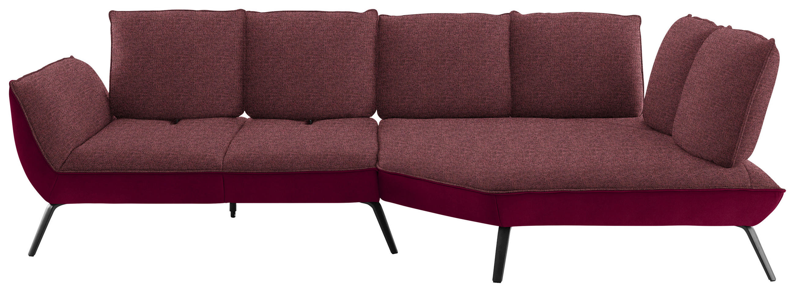 ECKSOFA in Flachgewebe Rot  320/169 cm  - Rot/Schwarz, Design, Textil/Metall (320/169cm) - Moderano