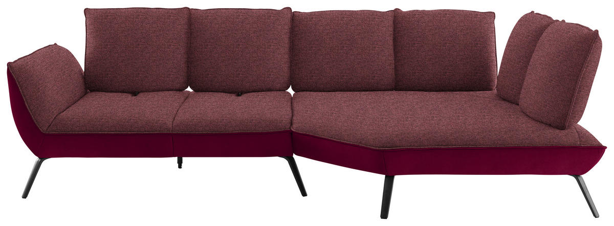 ECKSOFA in Flachgewebe Rot  - Rot/Schwarz, Design, Textil/Metall (320/169cm) - Moderano