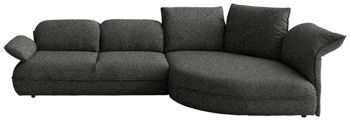ECKSOFA  in Chenille Blaugrau  343/154 cm  - Blaugrau/Schwarz, Design, Kunststoff/Textil (343/154cm) - Koinor
