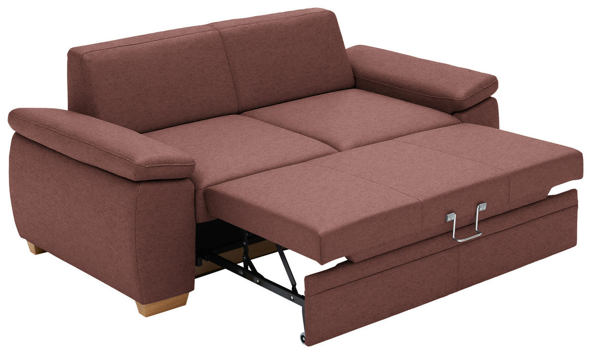 SCHLAFSOFA Chenille Weinrot  - Eiche Bianco/Weinrot, KONVENTIONELL, Holz/Textil (196/90/100cm) - Beldomo Style