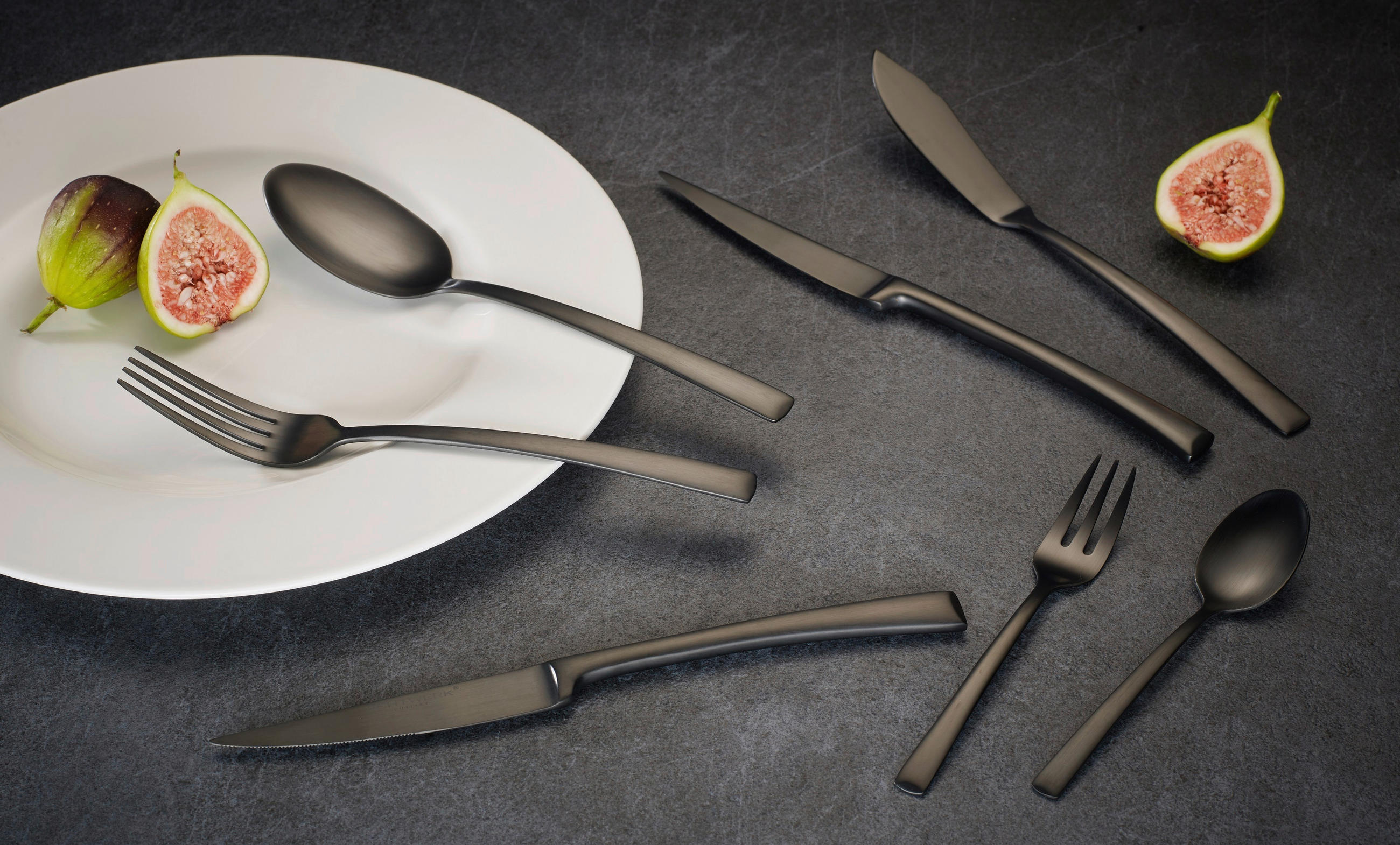 BESTECKSET 42-teilig - Schwarz, Design, Metall - Echtwerk