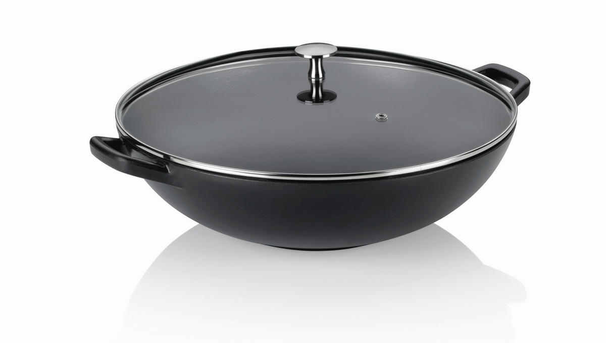WOK Calido  - Schwarz, KONVENTIONELL, Glas/Metall (36/17cm) - Kela