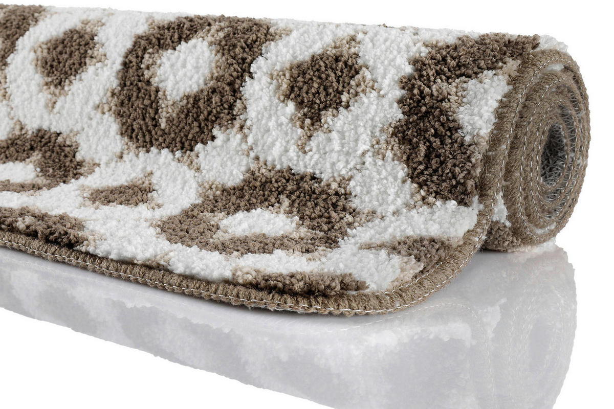 BADTEPPICH Weiß, Taupe, Beige 60/100 cm  - Taupe/Beige, Basics, Textil (60/100cm) - WECON HOME