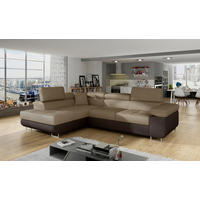 ECKSOFA in Textilgeflecht Braun, Dunkelbraun  203/272 cm  - Chromfarben/Dunkelbraun, Design, Textil/Metall (203/272cm) - MID.YOU