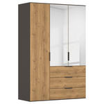 KLEIDERSCHRANK 3-türig Graphitfarben, Eichefarben  - Eichefarben/Graphitfarben, KONVENTIONELL, Glas/Holzwerkstoff (151/223/62cm) - Xora