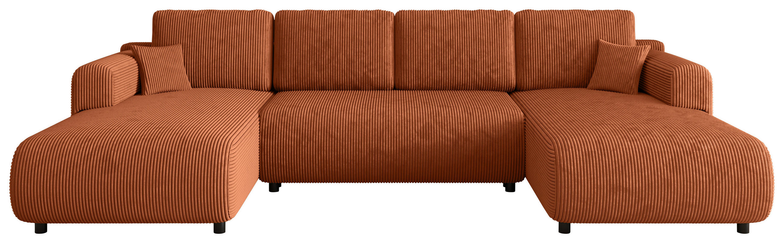 Wohnlandschaft inkl. Funktion Terracotta Cord  - Terracotta/Schwarz, KONVENTIONELL, Textil (200/360/200cm) - Xora