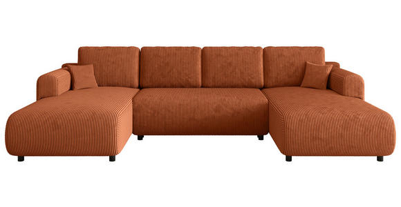 Wohnlandschaft inkl. Funktion Terracotta Cord  - Terracotta/Schwarz, KONVENTIONELL, Textil (200/360/200cm) - Xora