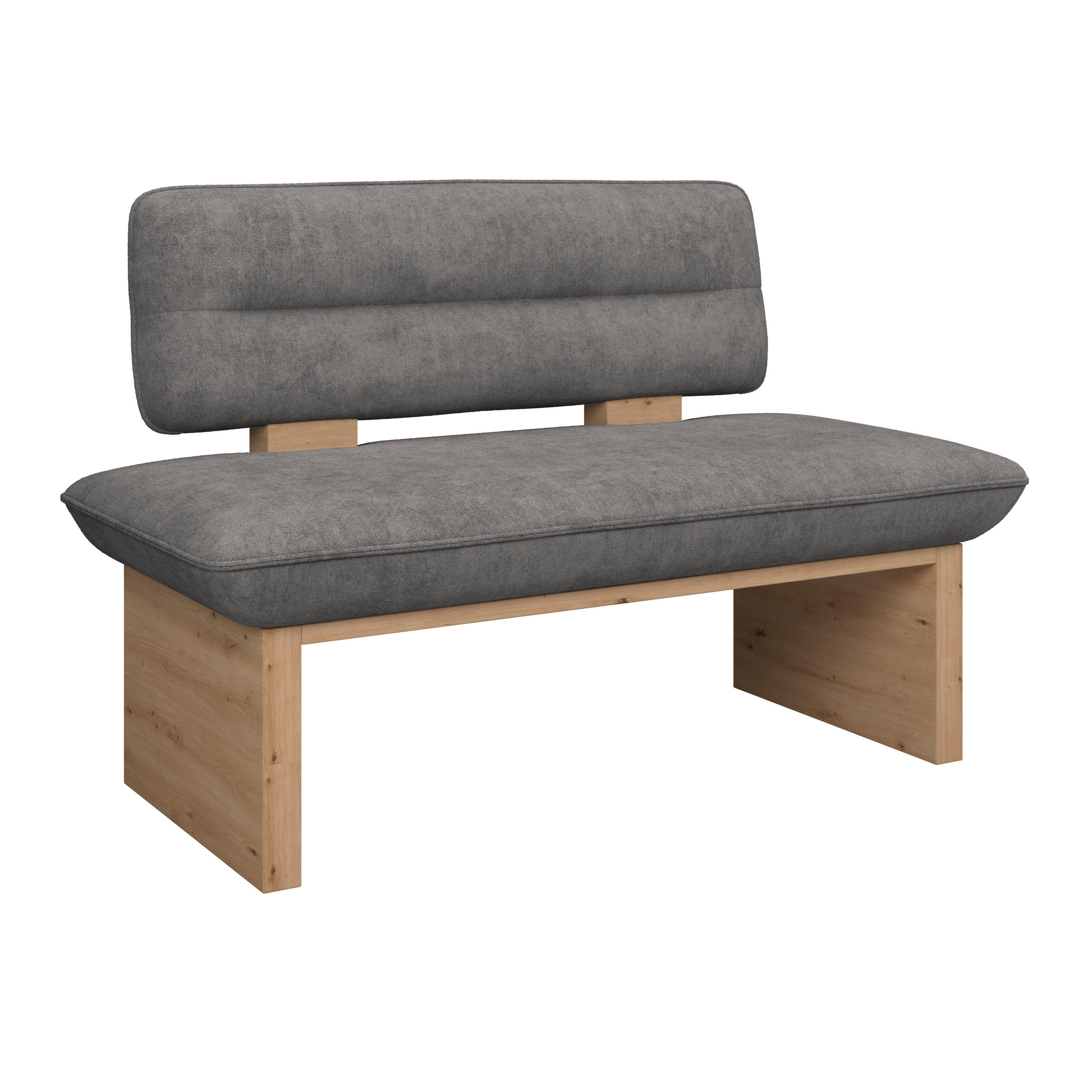 SITZBANK 140/87/67 cm Webstoff Grau  - Eichefarben/Schwarz, KONVENTIONELL, Textil (140/87/67cm) - James Wood