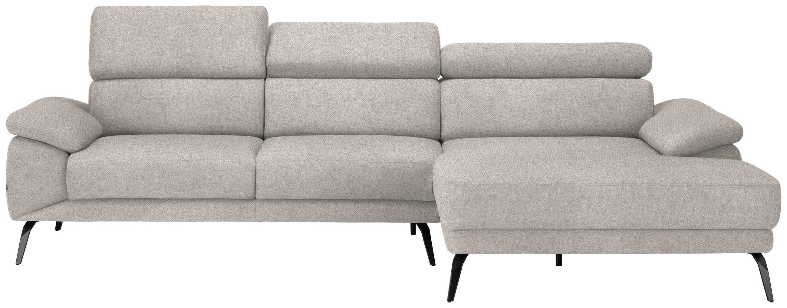 ECKSOFA Sandfarben Velours  - Sandfarben/Schwarz, Design, Textil/Metall (295/187cm) - Novel