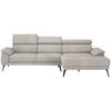 ECKSOFA Sandfarben Velours  - Sandfarben/Schwarz, Design, Textil/Metall (295/187cm) - Novel