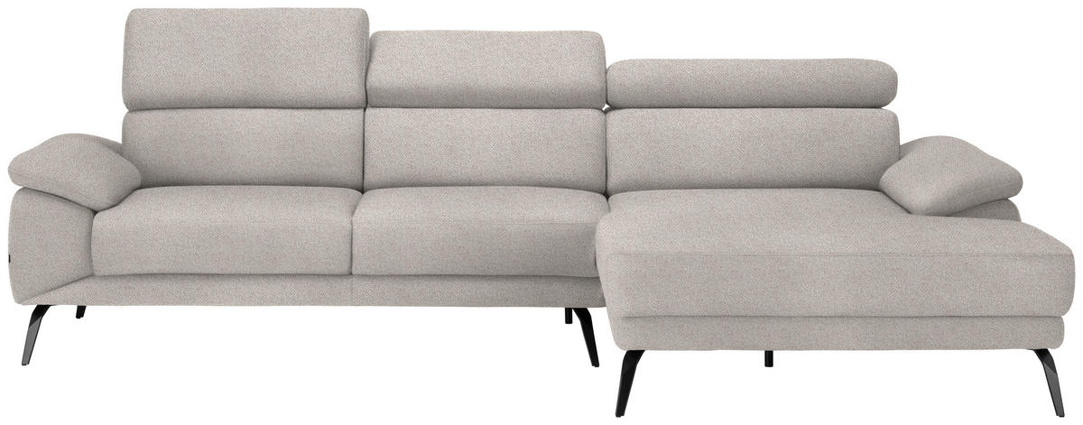 ECKSOFA in Velours Sandfarben  - Sandfarben/Schwarz, Design, Textil/Metall (295/187cm) - Novel