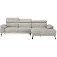 ECKSOFA in Velours Sandfarben  - Sandfarben/Schwarz, Design, Textil/Metall (295/187cm) - Novel