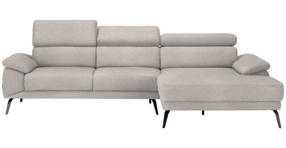 ECKSOFA in Velours Sandfarben  - Sandfarben/Schwarz, Design, Textil/Metall (295/187cm) - Novel