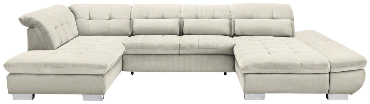 WOHNLANDSCHAFT in Mikrofaser Weiß  - Chromfarben/Weiß, Design, Kunststoff/Textil (211/350/204cm) - Xora