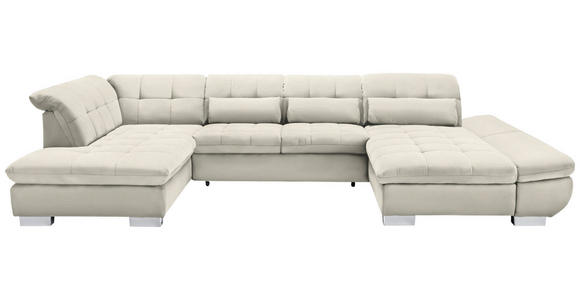 WOHNLANDSCHAFT  in Mikrofaser Weiß  - Chromfarben/Weiß, Design, Kunststoff/Textil (211/350/204cm) - Xora