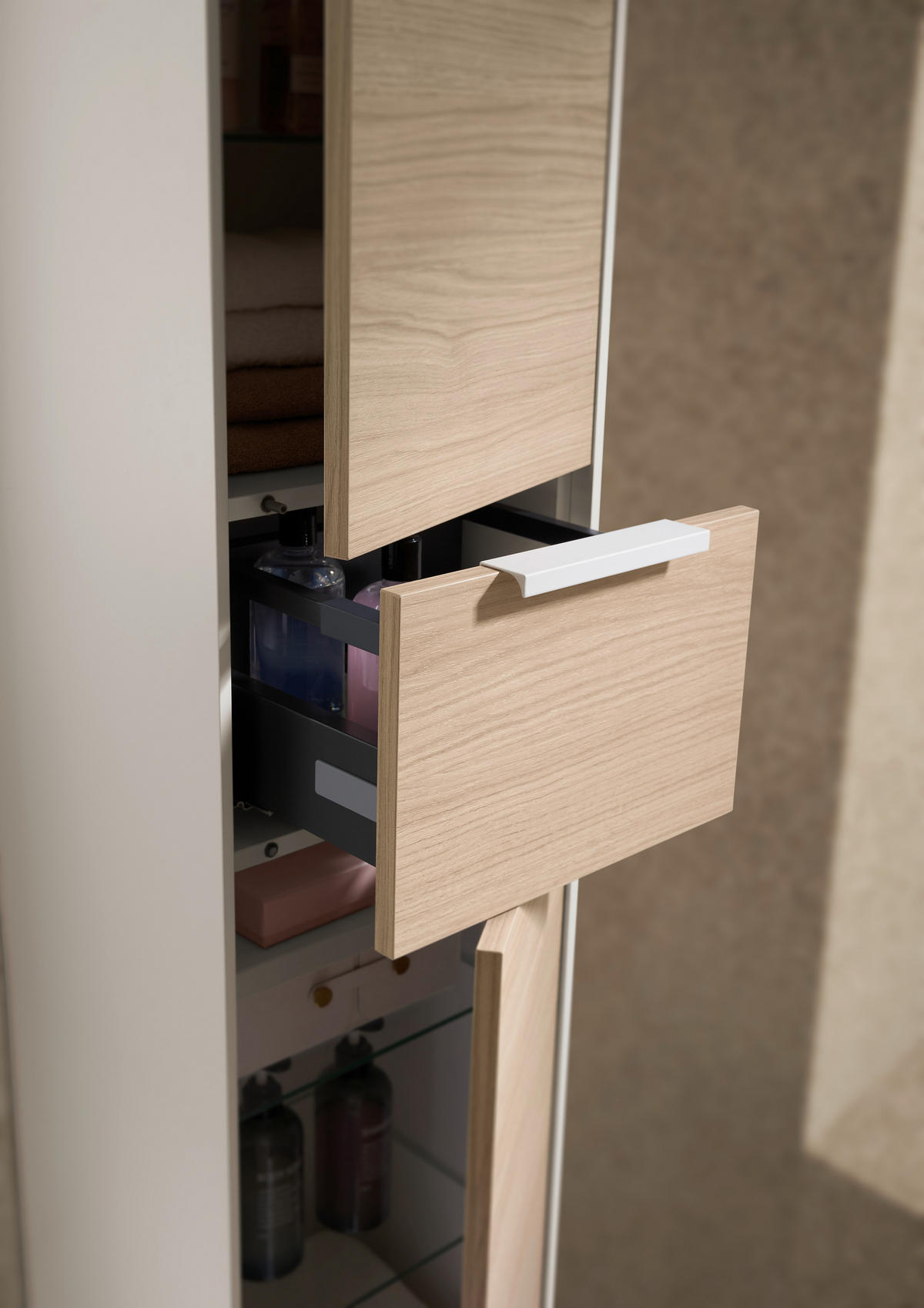 HOCHSCHRANK 37/169/33 cm  - Eichefarben/Weiß, Design, Glas/Holzwerkstoff (37/169/33cm) - Musterring