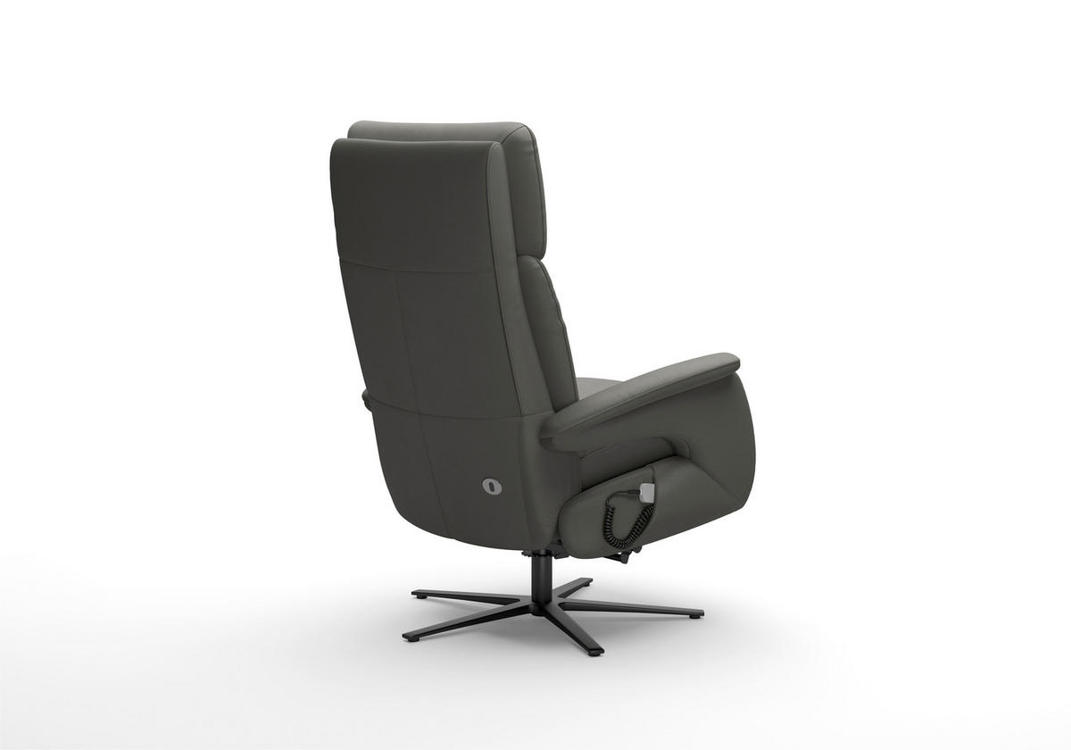 RELAXSESSEL TV TRIPLE SEVEN XTRA LARGE L3 Echtleder Kopfteilverstellung, Aufstehhilfe, Fußteilverstellung, Rücken echt    - Schwarz/Mokka, Basics, Leder/Metall (86/115/86cm) - Sit & More