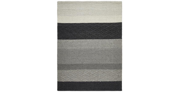 HANDWEBTEPPICH 160/230 cm  - Schwarz/Grau, KONVENTIONELL, Textil (160/230cm) - Linea Natura