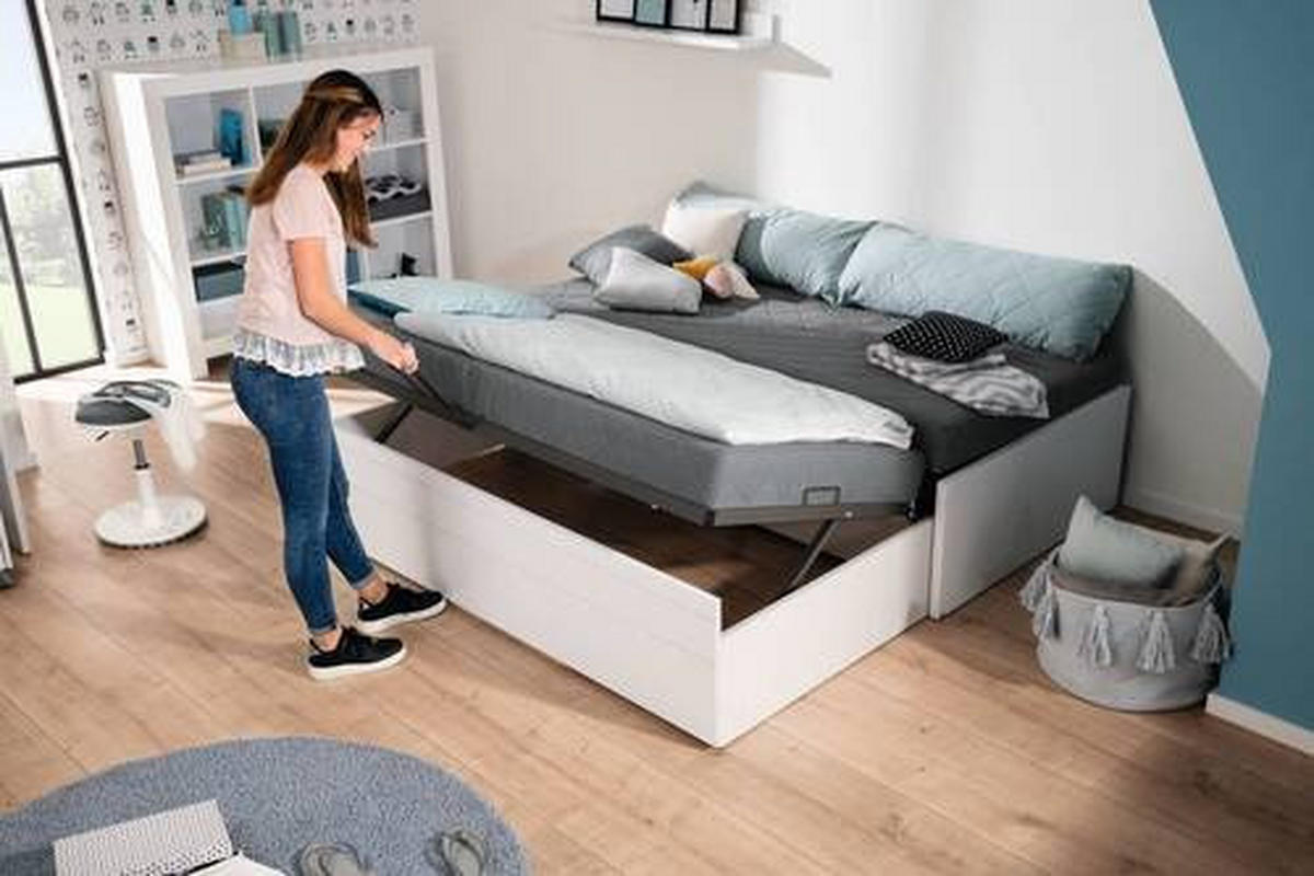 AUSZIEHBETT 100/200 cm Weiss  - Weiss, Basics, Holz/Holzwerkstoff (100/200cm) - Paidi
