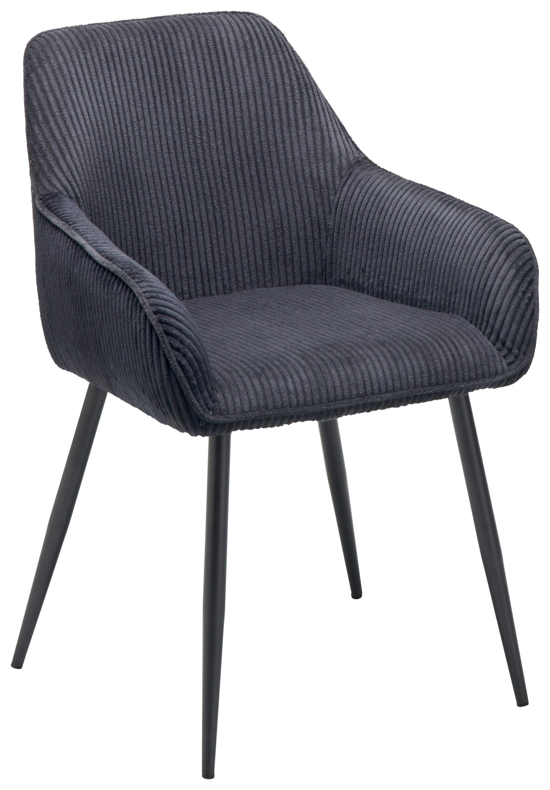 ARMLEHNSTUHL  in Eisen Cord  - Schwarz, LIFESTYLE, Textil/Metall (56/83/62cm) - MID.YOU