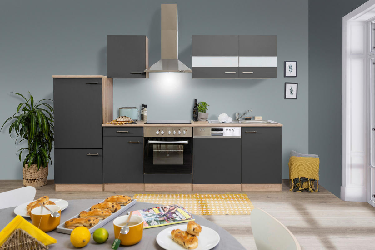 KÜCHENLEERBLOCK 280 cm   in Grau  - Edelstahlfarben/Eichefarben, Basics, Holzwerkstoff/Metall (280cm) - Respekta