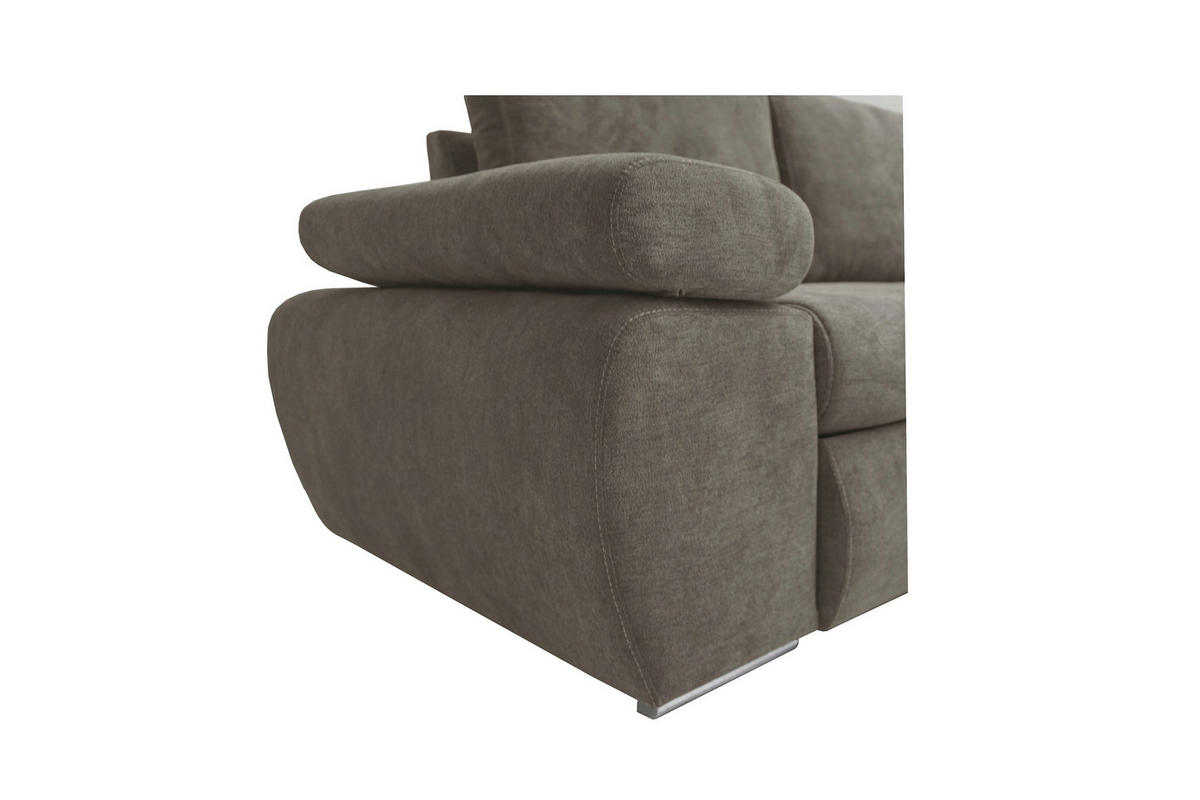 ECKSOFA Anthrazit Flachgewebe Rückenkissen, Bettkasten, Schlaffunktion, Rücken echt, Armteilverstellung  - Chromfarben/Anthrazit, Design, Kunststoff/Textil (294/173cm) - Carryhome