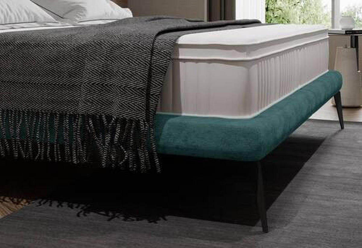 KÁRPITOZOTT ÁGY 180/200 cm  olajkék  - olajkék/fekete, Modern, textil/fém (180/200cm) - Livetastic