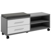 ROLLCONTAINER Weiß, Dunkelgrau  - Dunkelgrau/Alufarben, MODERN, Glas/Holzwerkstoff (133/52,3/40cm)