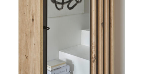 GARDEROBENSCHRANK 57/195/38 cm - Schwarz/Eiche Artisan, Design, Glas/Holzwerkstoff (57/195/38cm) - Carryhome