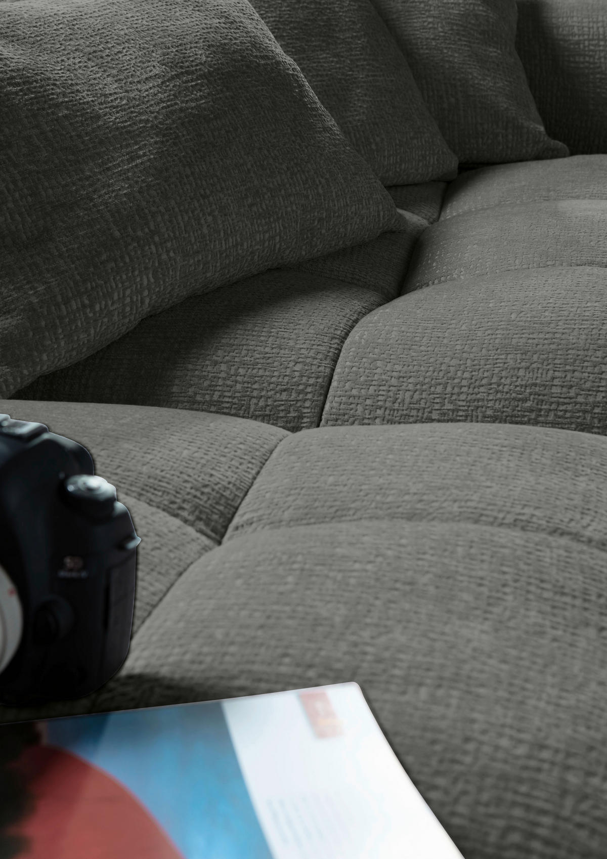 ECKSOFA in Flachgewebe Schwarz  - Schwarz, Konventionell, Kunststoff/Textil (280/170cm) - Carryhome