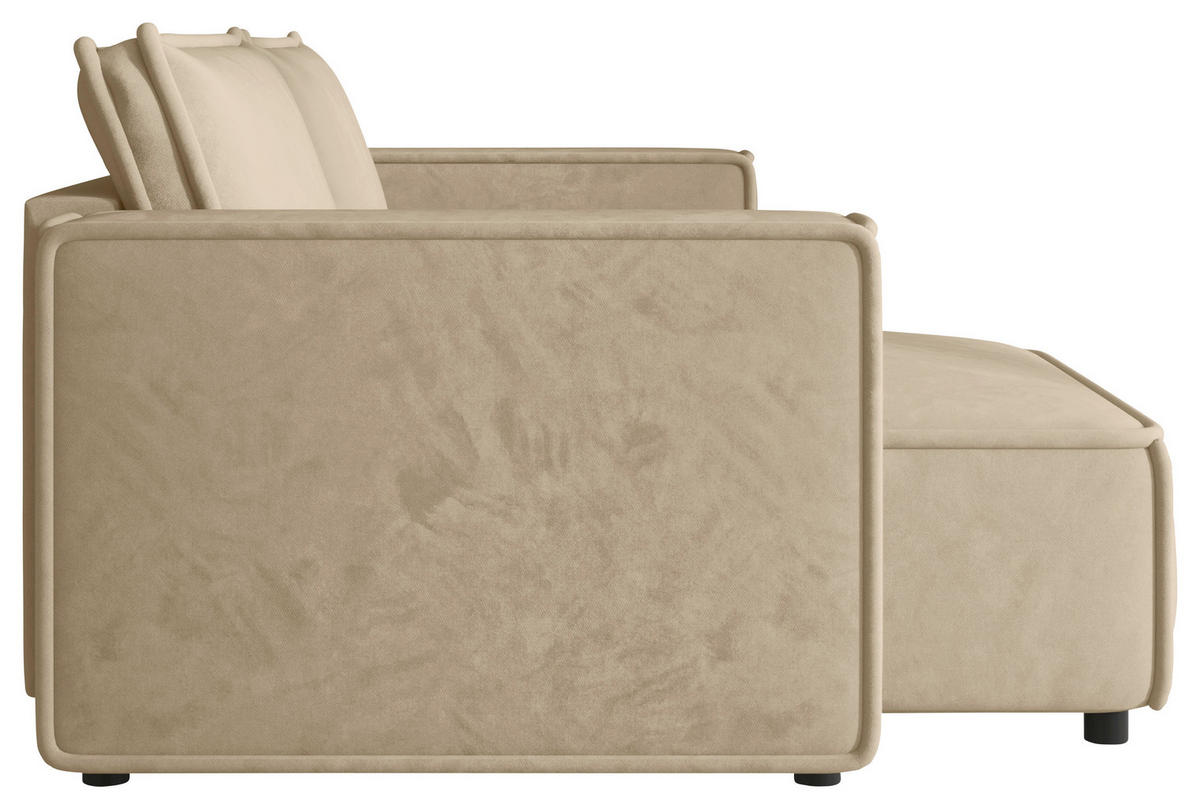 ECKSOFA Beige Webstoff Zierkissen, Rückenkissen, Rücken echt  - Beige/Schwarz, MODERN, Kunststoff/Textil (153/250cm) - Xora
