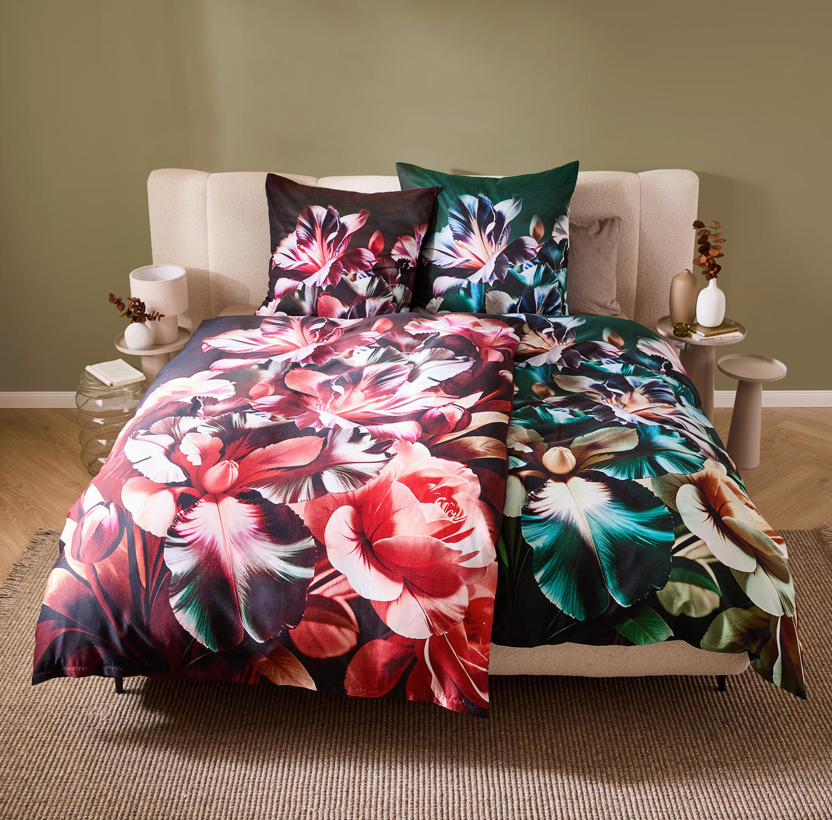 WENDEBETTWÄSCHE Satin 135/200 cm  - Grün, Textil (135/200cm) - Novel