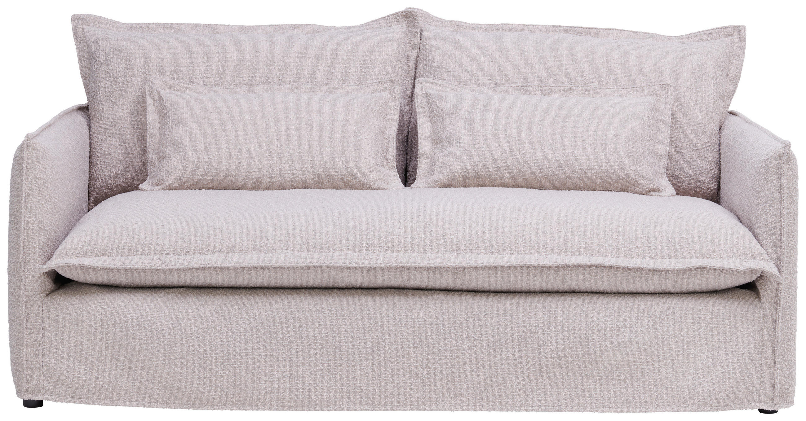 HUSSEN-SOFA Flachgewebe, Bouclé Beige - Beige/Schwarz, Trend, Textil/Metall (195/82/98cm) - Livetastic