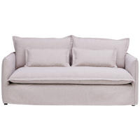 HUSSEN-SOFA in Flachgewebe, Bouclé Beige  - Beige/Schwarz, Trend, Textil/Metall (195/82/98cm) - Livetastic