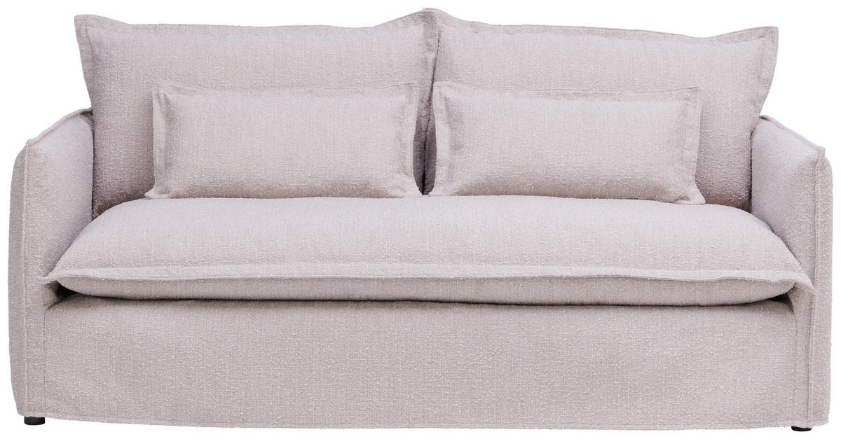 HUSSEN-SOFA Flachgewebe, Bouclé Beige  - Beige/Schwarz, Trend, Textil/Metall (195/82/98cm) - Livetastic