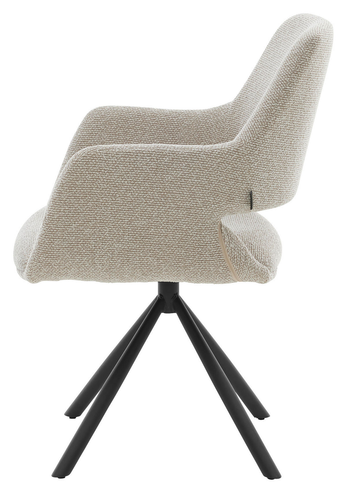 ARMLEHNSTUHL  Stoffauswahl, Sitzfläche 180° drehbar, automatische Rückholfunktion Bouclé  - Beige/Schwarz, Design, Textil/Metall (62/83/62cm) - Musterring