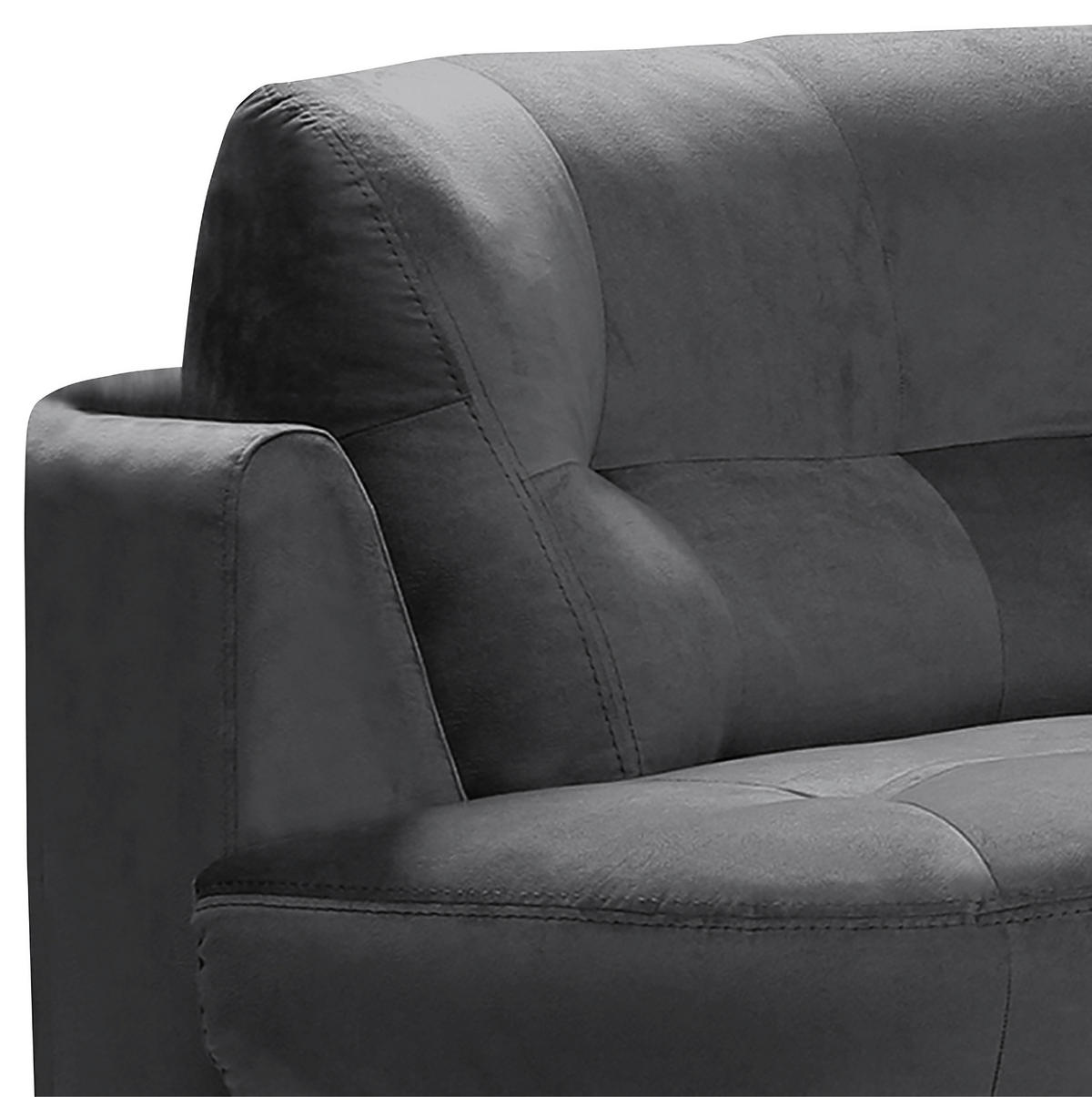 ECKSOFA BRETANIA in Samt Anthrazit  300/113 cm  - Anthrazit/Schwarz, Design, Kunststoff/Textil (300/113cm) - Livetastic