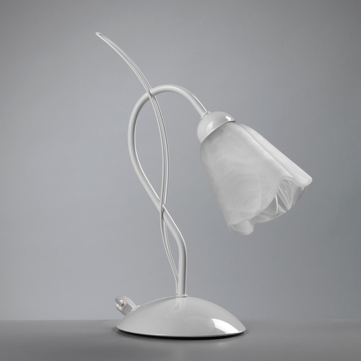 NACHTTISCHLEUCHTE 25/35 cm   - Weiß, KONVENTIONELL, Glas/Metall (25/35cm)