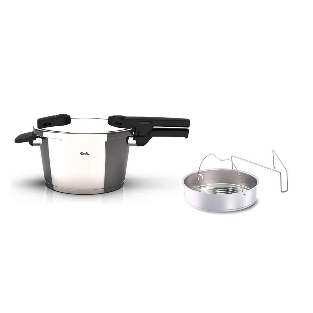 Thumbnail - Fissler Schnellkochtopf Vitaquick, Silber, Metall, 6,0 L, Druckregelventil, Sicherheitsverschluss, Kochen, Töpfe, Schnel...