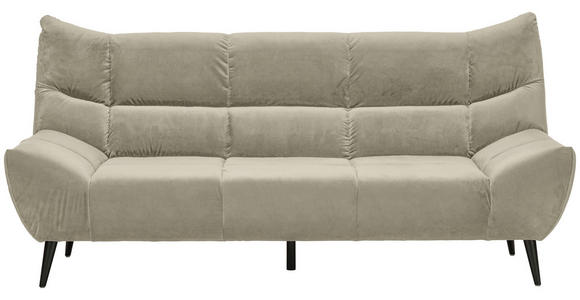 3-SITZER-SOFA in Mikrofaser Creme  - Creme/Schwarz, Design, Textil/Metall (222/106/99cm) - Xora