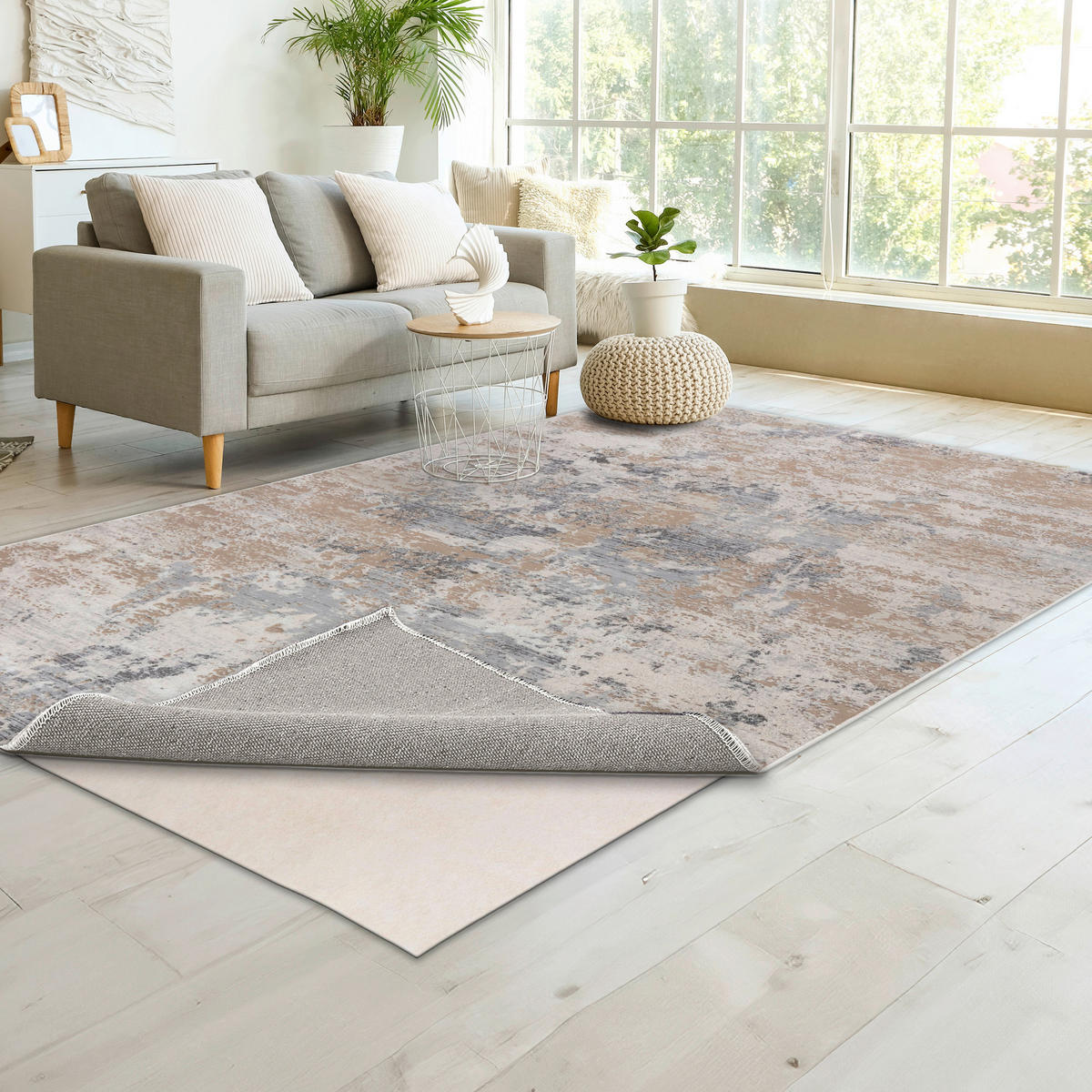 WEBTEPPICH 80/150 cm Antea Grau, Beige  - Beige/Grau, Design, Textil (80/150cm) - Novel