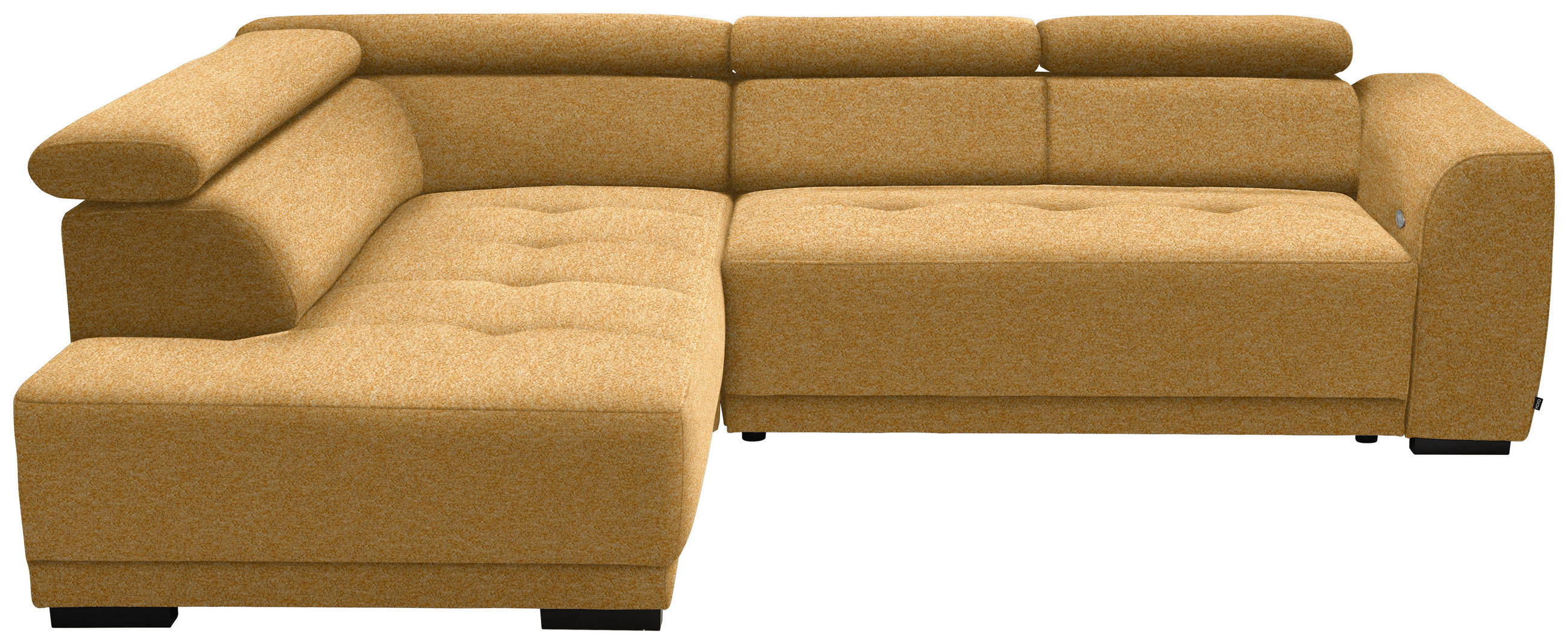ECKSOFA in Chenille Currygelb  - Currygelb/Schwarz, Design, Kunststoff/Textil (205/284cm) - MID.YOU