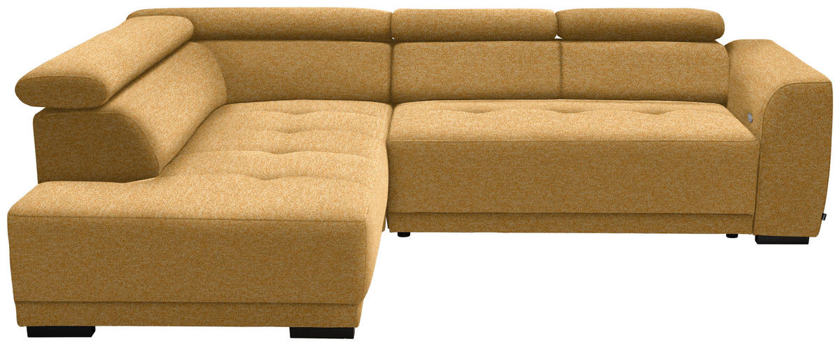ECKSOFA in Chenille Currygelb  - Currygelb/Schwarz, Design, Kunststoff/Textil (205/284cm) - Xora