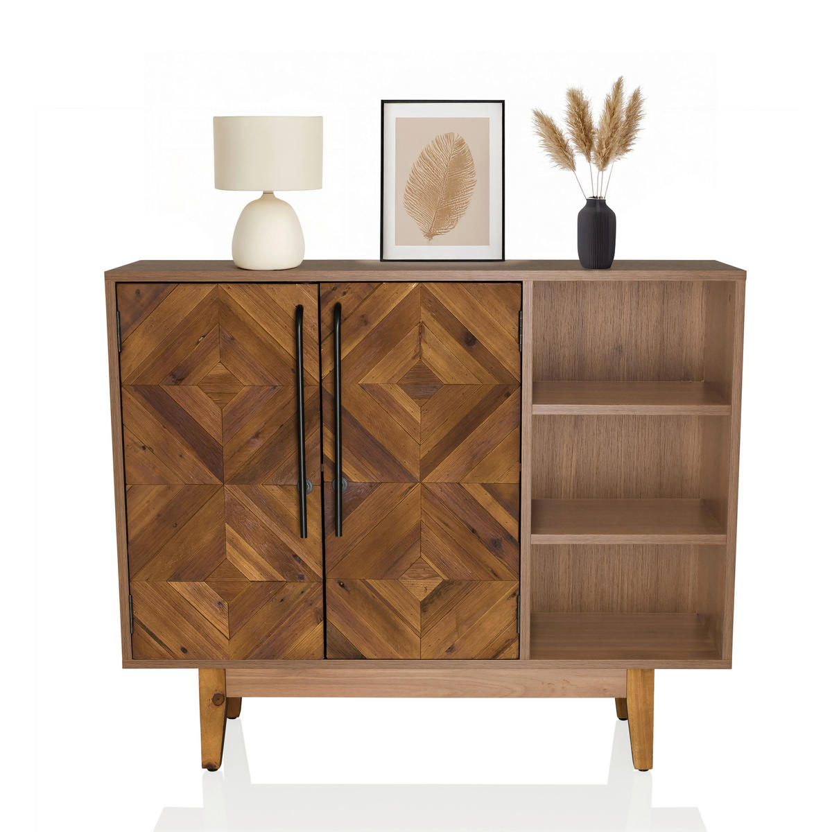 KOMMODE  in 95/79,5/32 cm  - Dunkelbraun/Schwarz, MODERN, Holz/Metall (95/79,5/32cm) - MID.YOU