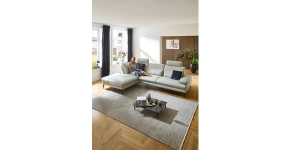 ECKSOFA in Echtleder Silberfarben  - Silberfarben/Schwarz, Design, Leder/Metall (195/308cm) - Dieter Knoll