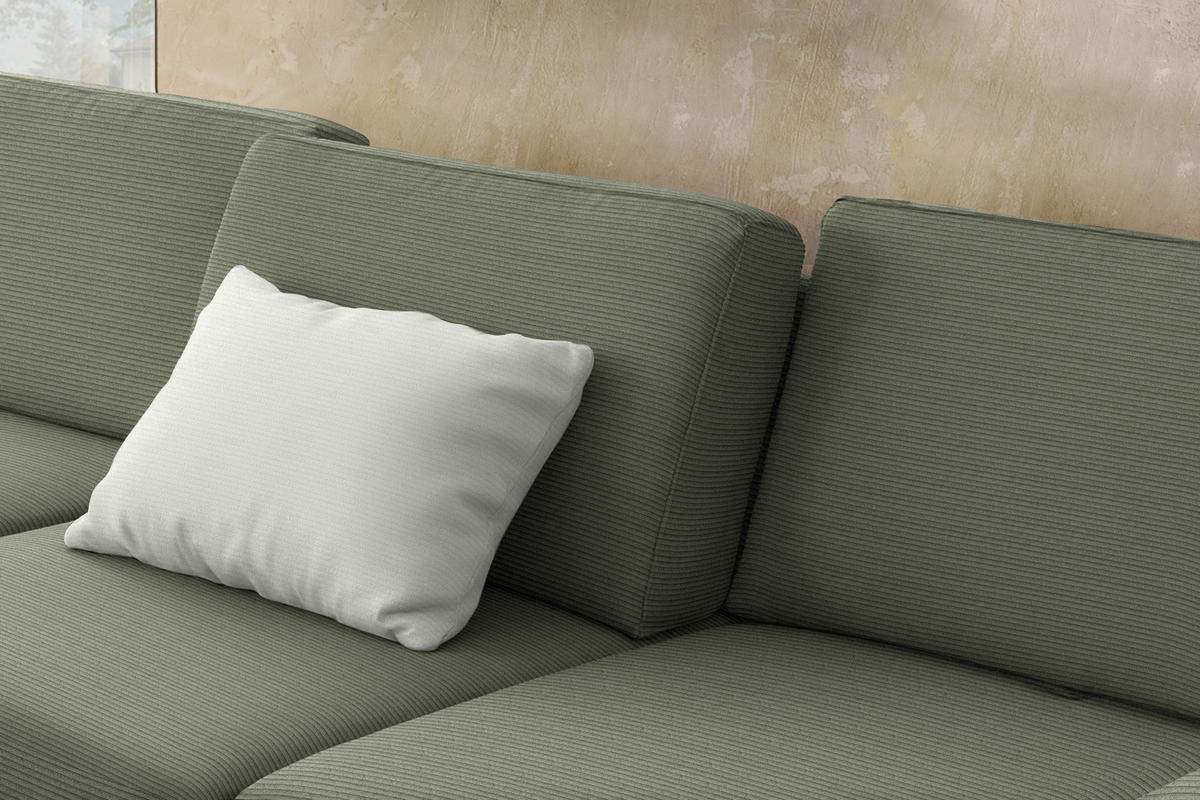 ECKSOFA Cord Olivgrün  - Schwarz/Olivgrün, Design, Textil/Metall (185/298cm) - Pure Home Lifestyle