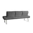 SITZBANK 209/92/78 cm  in Grau  - Chromfarben/Grau, Design, Textil/Metall (209/92/78cm) - Dieter Knoll